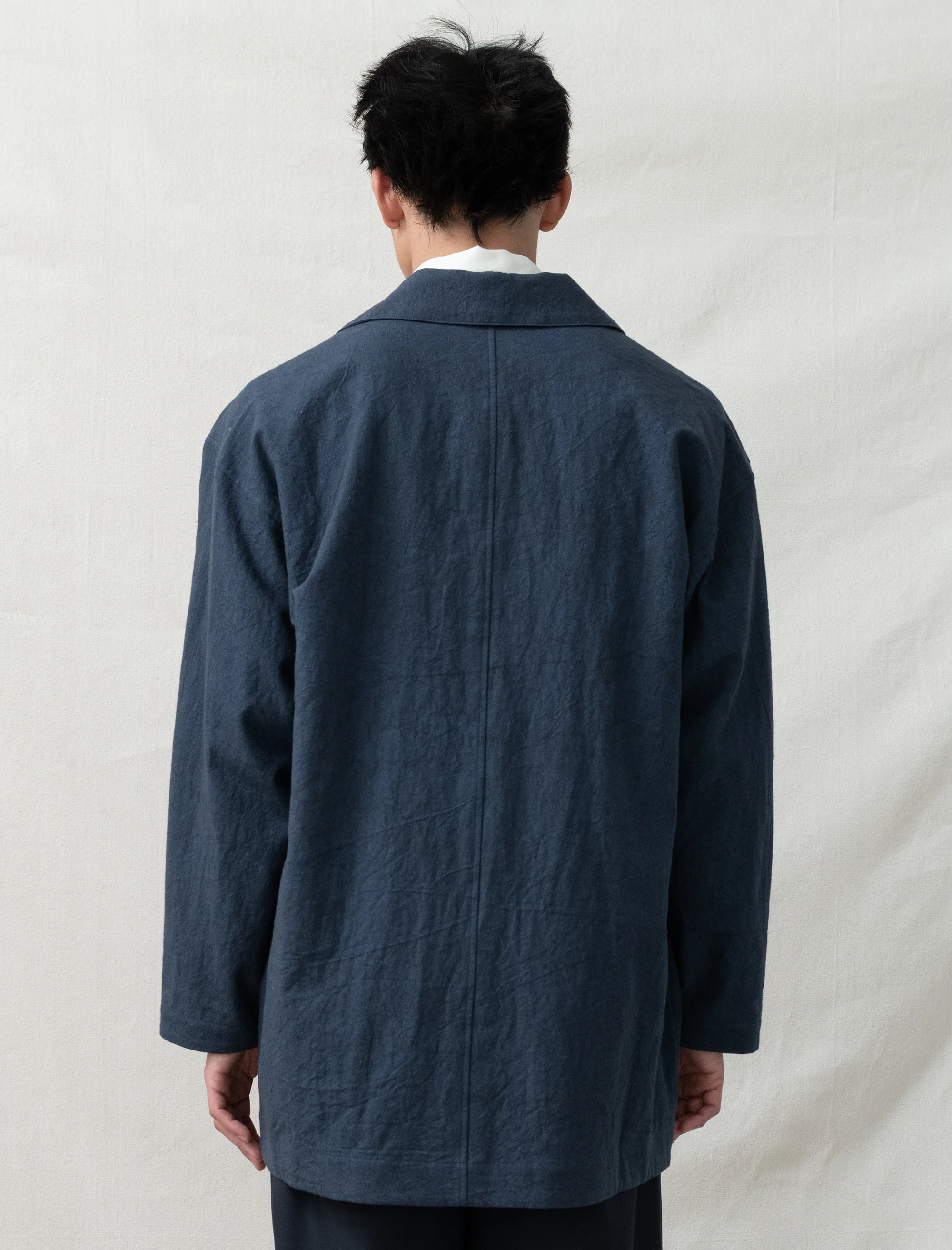Cotton/Linen Half Coat (Dusty Blue) - Image 3