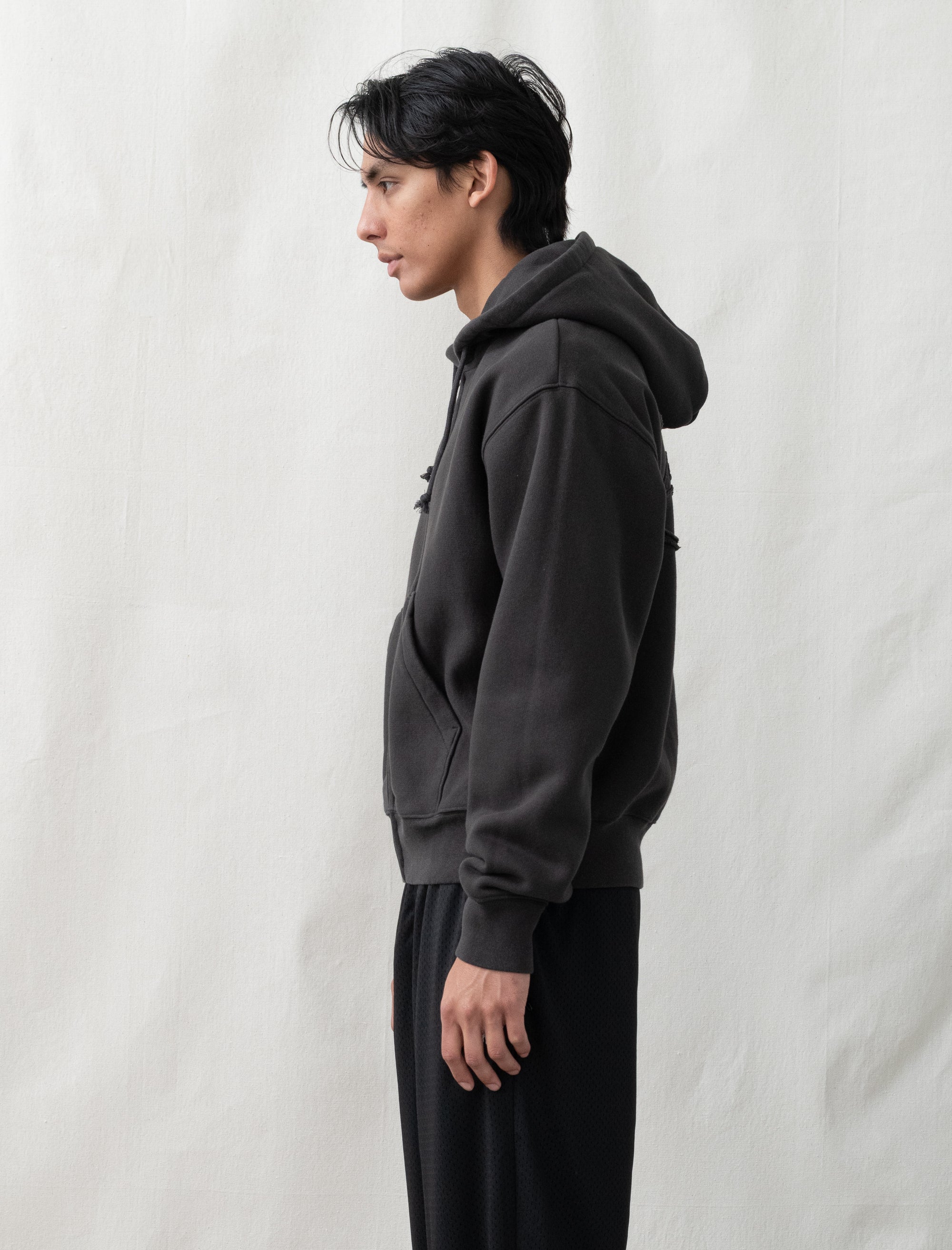Cursive Applique Zip Hood (Black) - Image 3