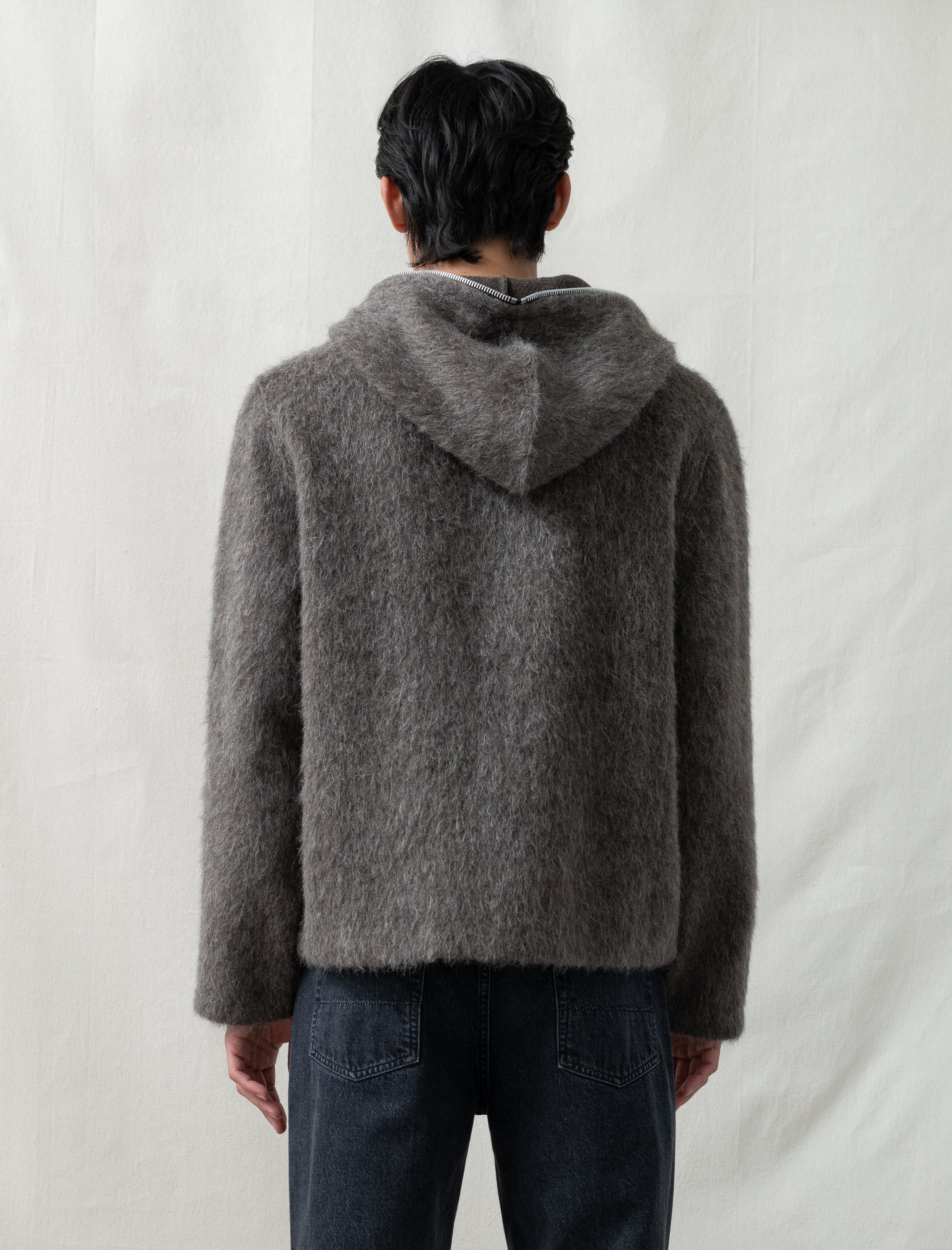 Full Zip Hood (Mole Grey Hairy Wool) - Image 3