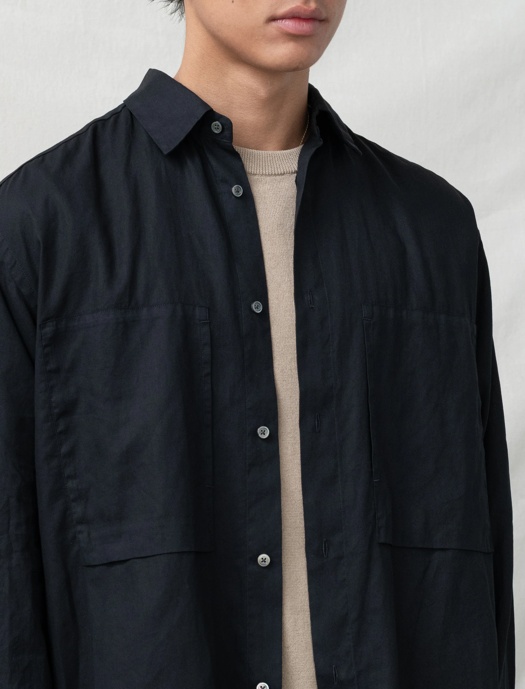 Garment-Dye Over Shirt (Black Navy) - Image 4