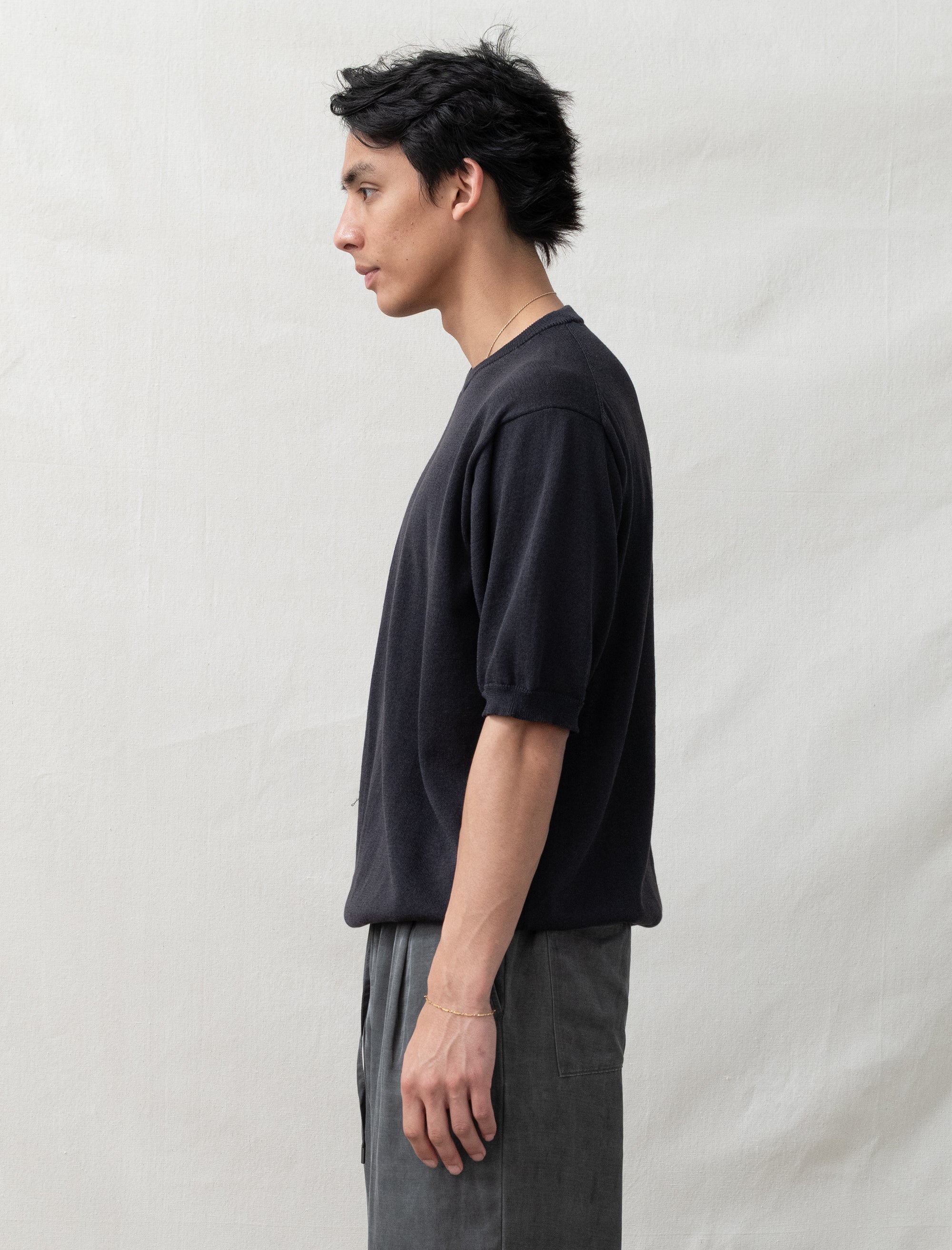 Half Sleeve Knit Shirt (Ink Black) - Image 3