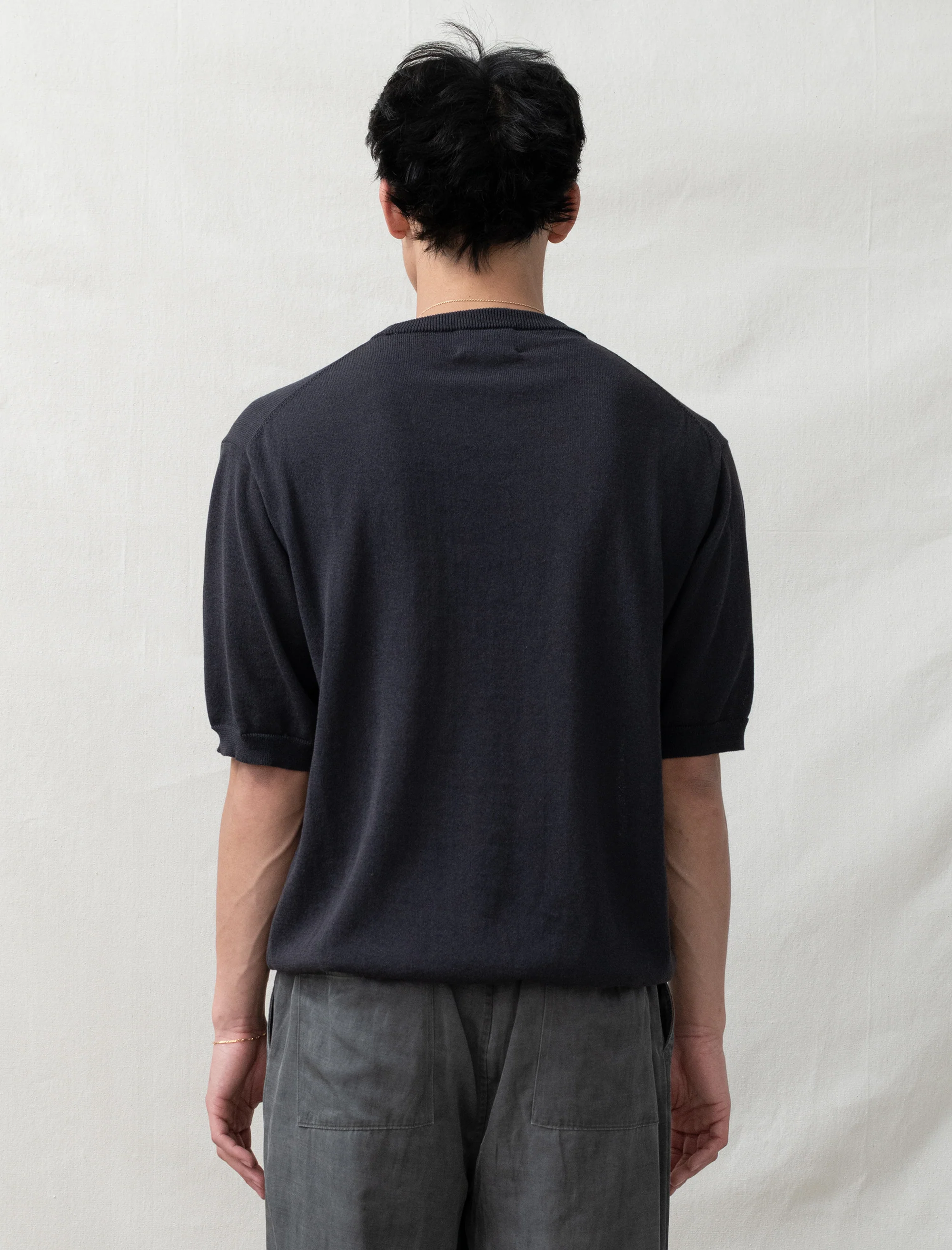 Half Sleeve Knit Shirt (Ink Black) - Image 4