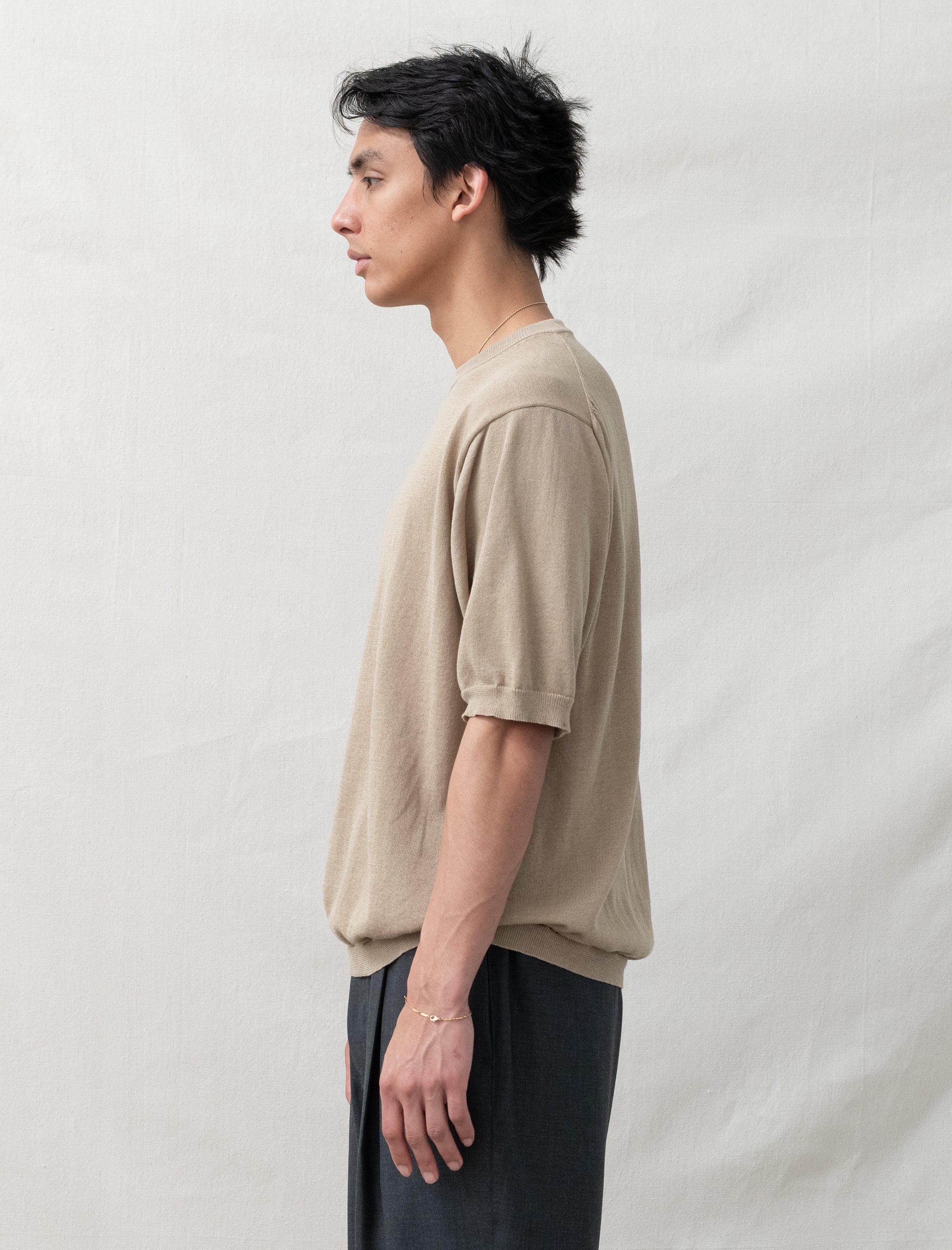 Half Sleeve Knit Shirt (Khaki Beige) - Image 3