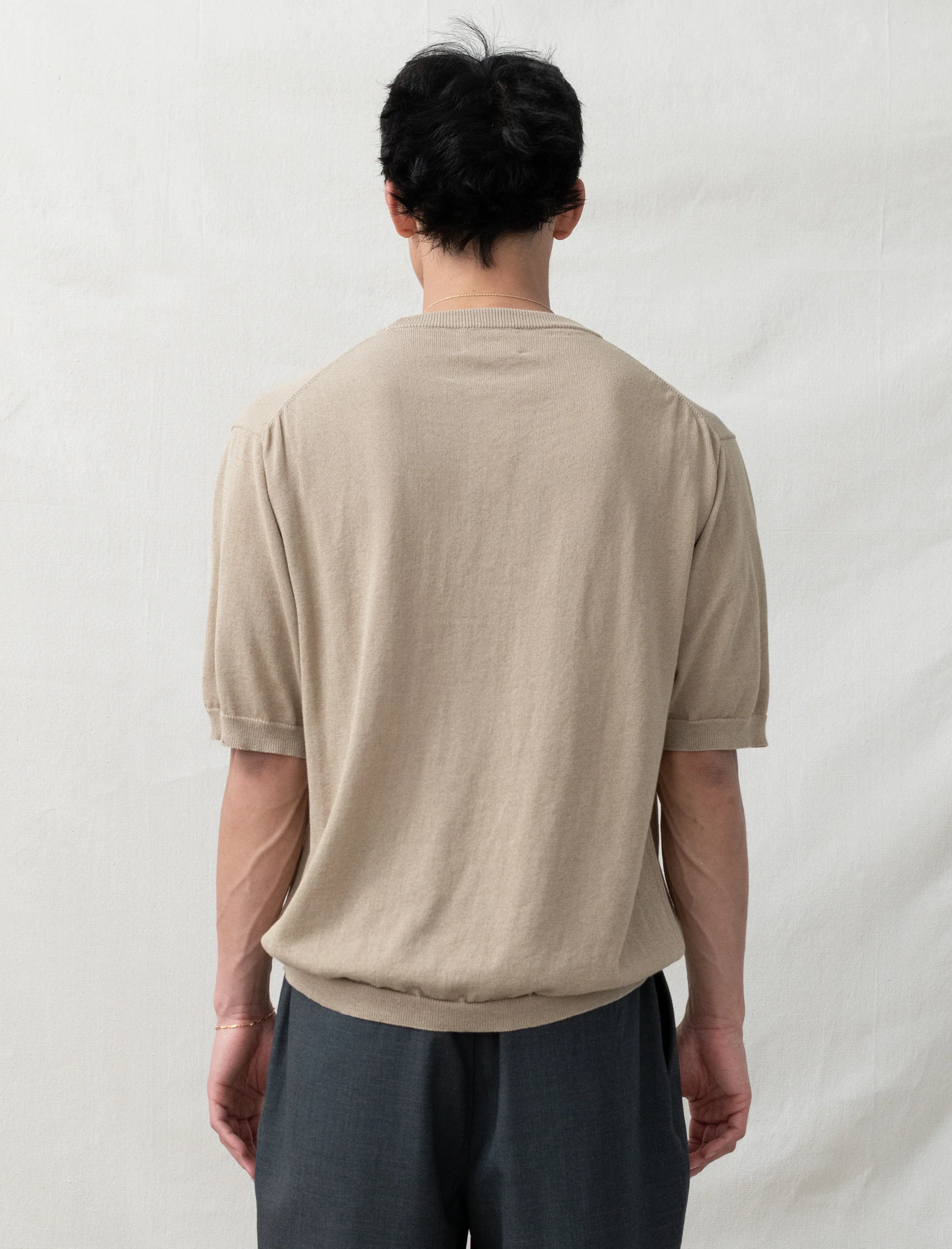 Half Sleeve Knit Shirt (Khaki Beige) - Image 4