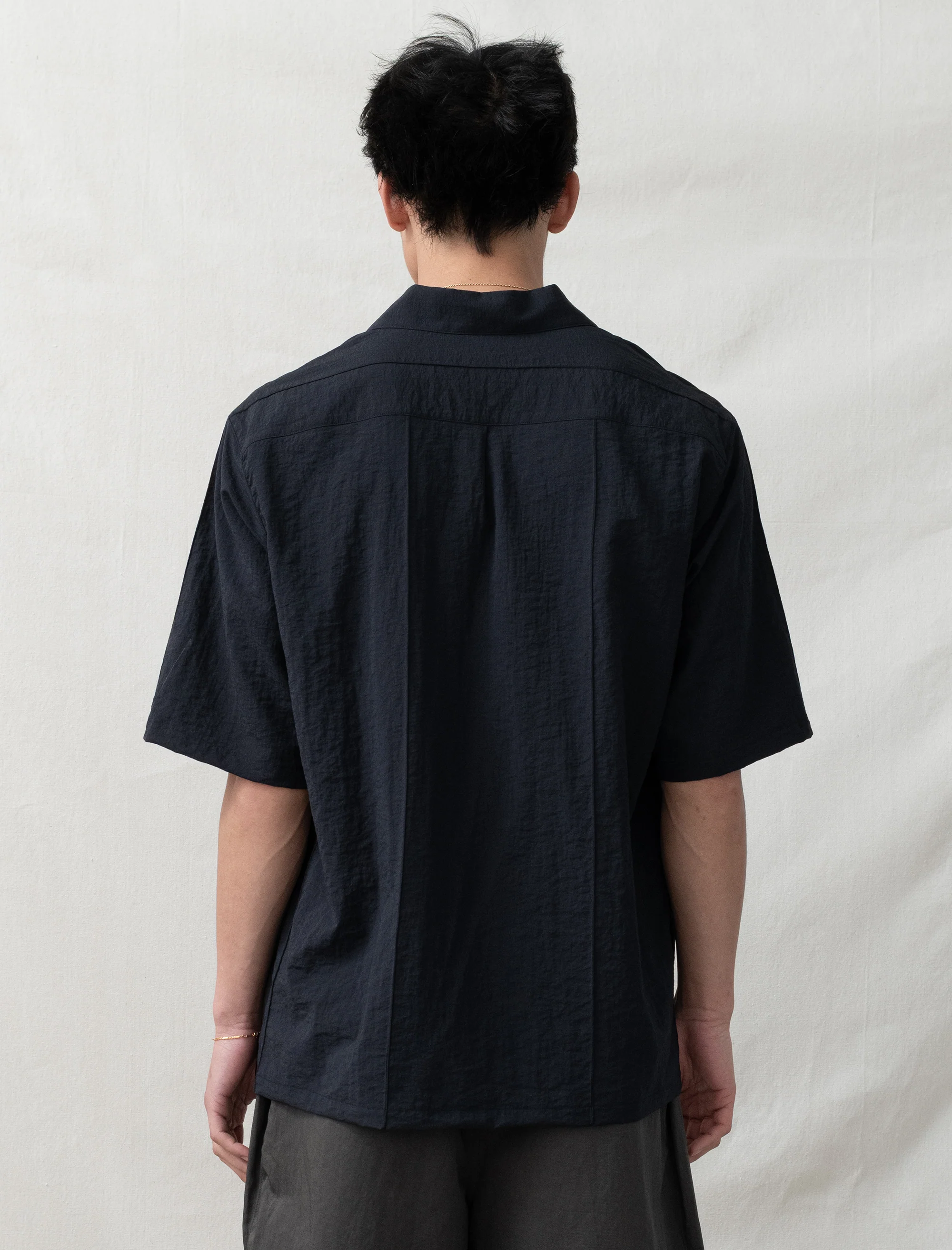 Half Sleeve Pin Tuck Shirt (Black) - Image 3