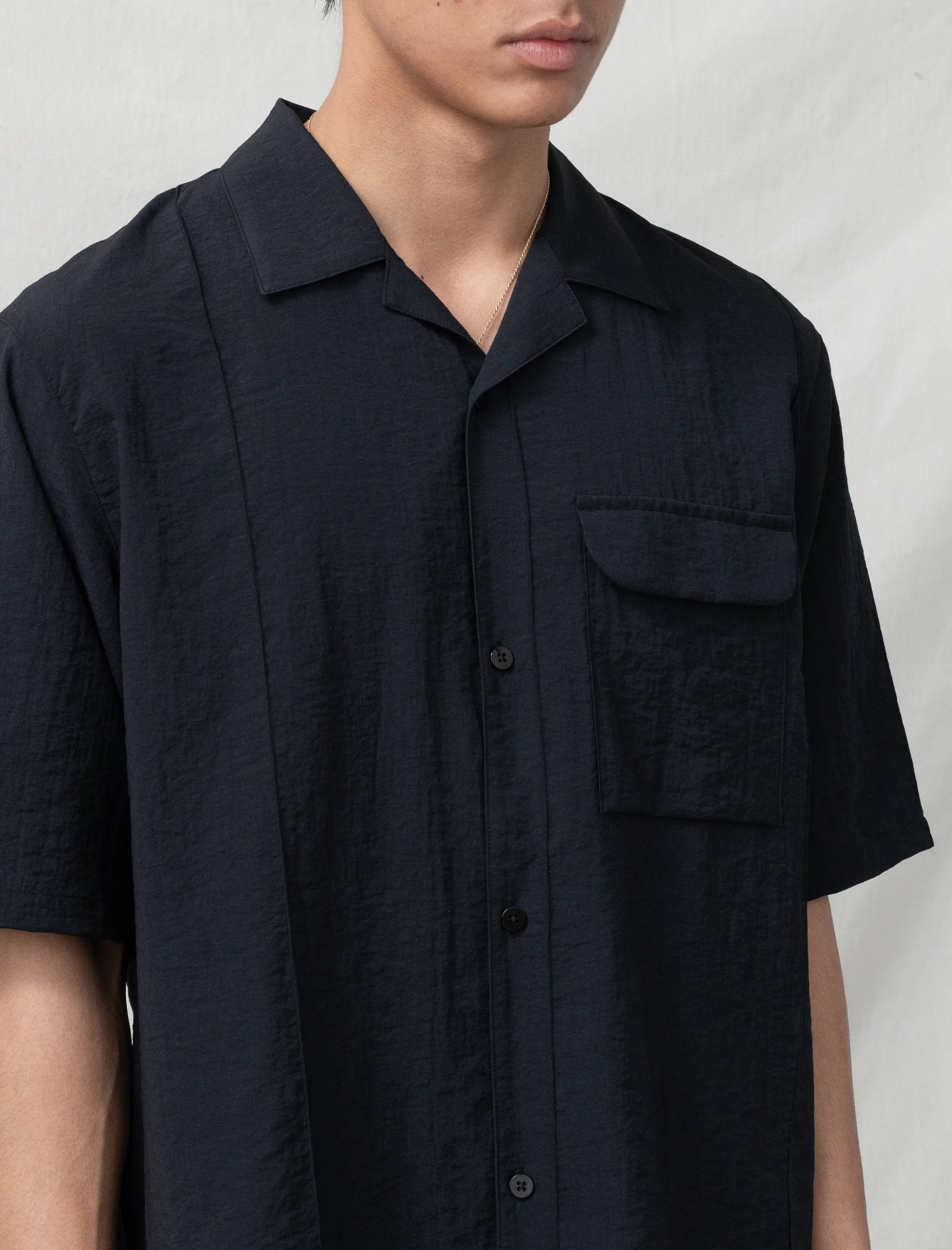 Half Sleeve Pin Tuck Shirt (Black) - Image 4