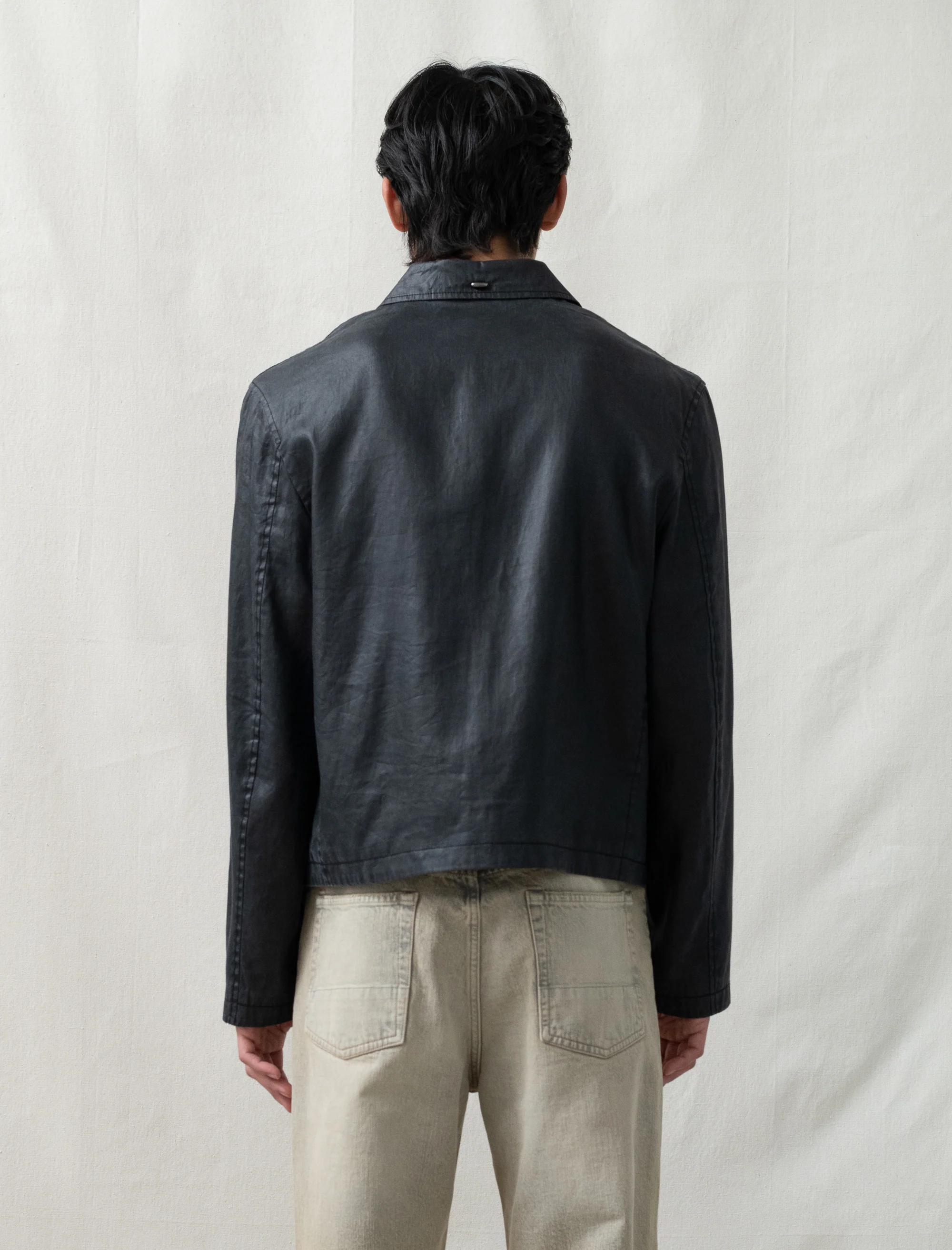 Mini Jacket Worker (Lacquer Black Mirror Tencel) - Image 3
