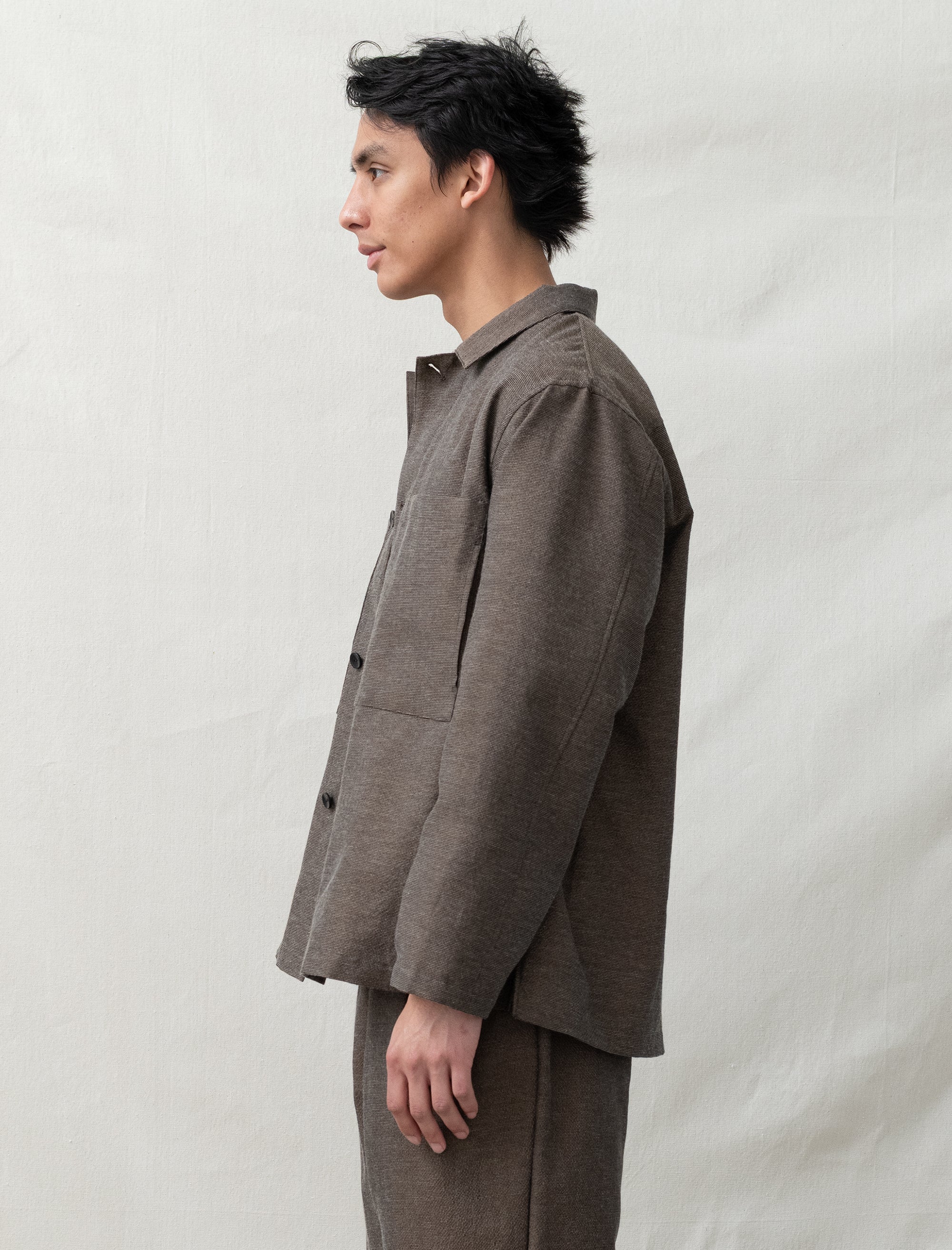 Mixed Shirt Jacket (Brown) - Image 2