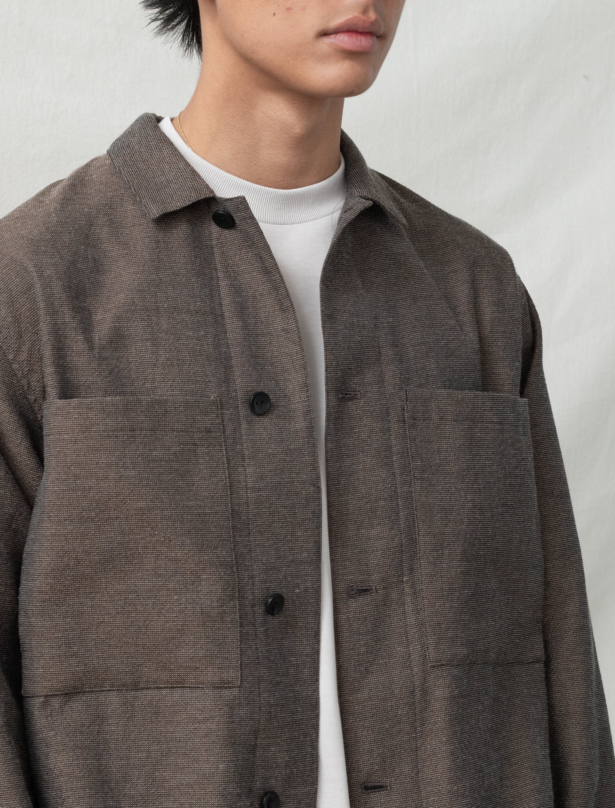 Mixed Shirt Jacket (Brown) - Image 4