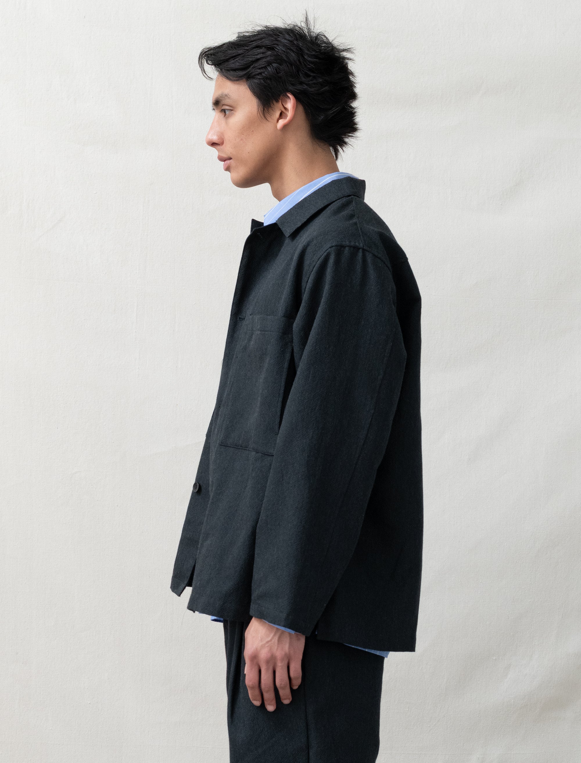 Mixed Shirt Jacket (Ink Black) - Image 2