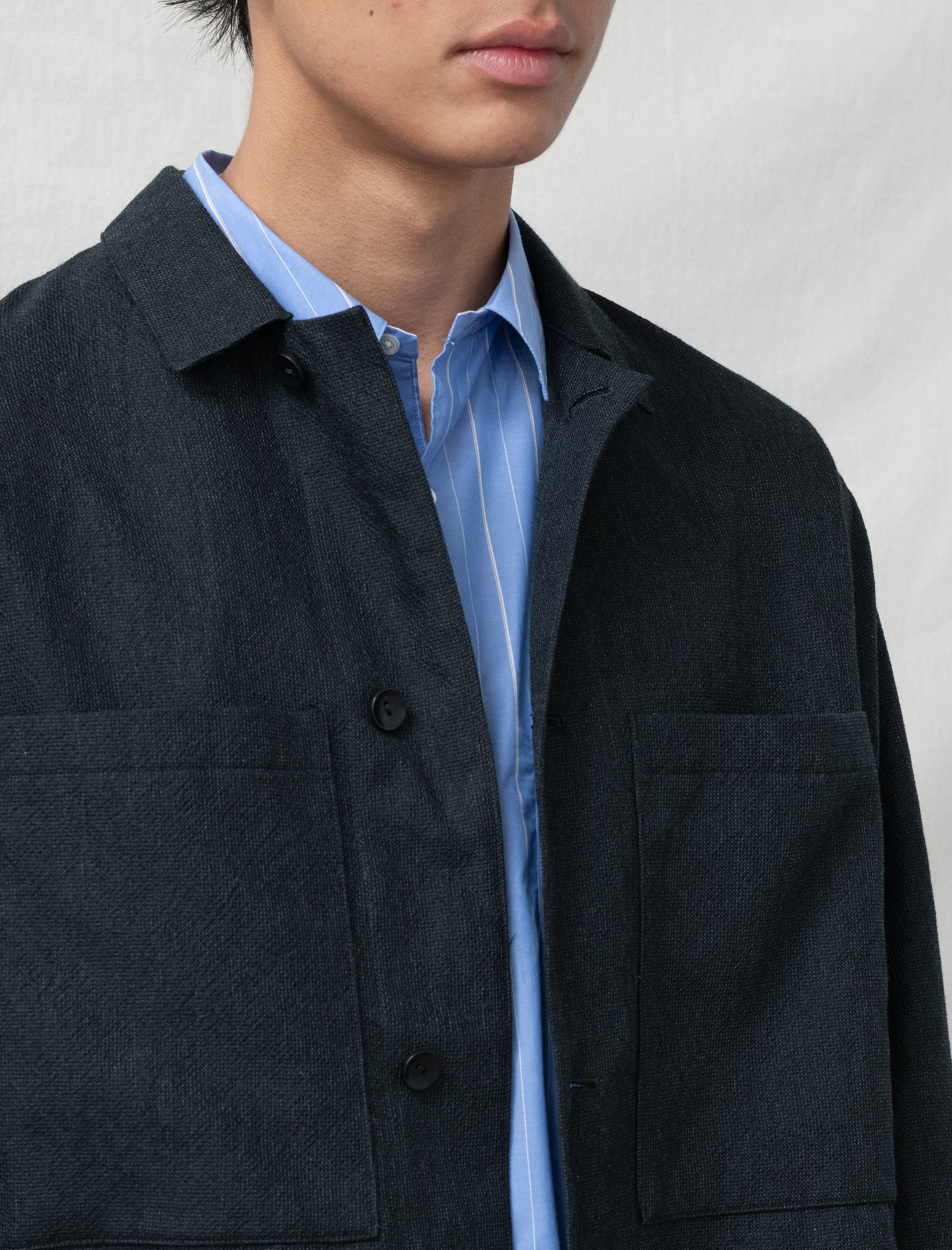 Mixed Shirt Jacket (Ink Black) - Image 5