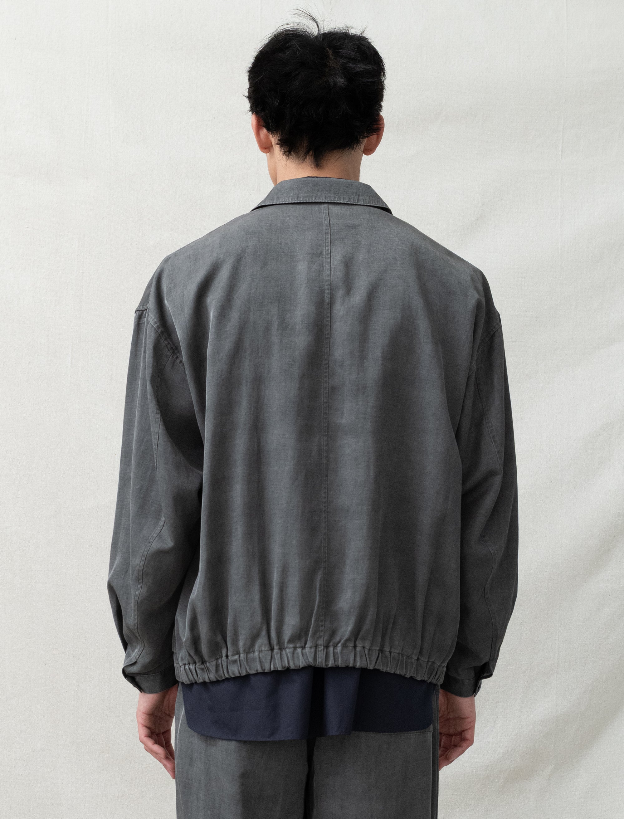 Pigment Dye Zip Up Blouson (Dusty Grey) - Image 2