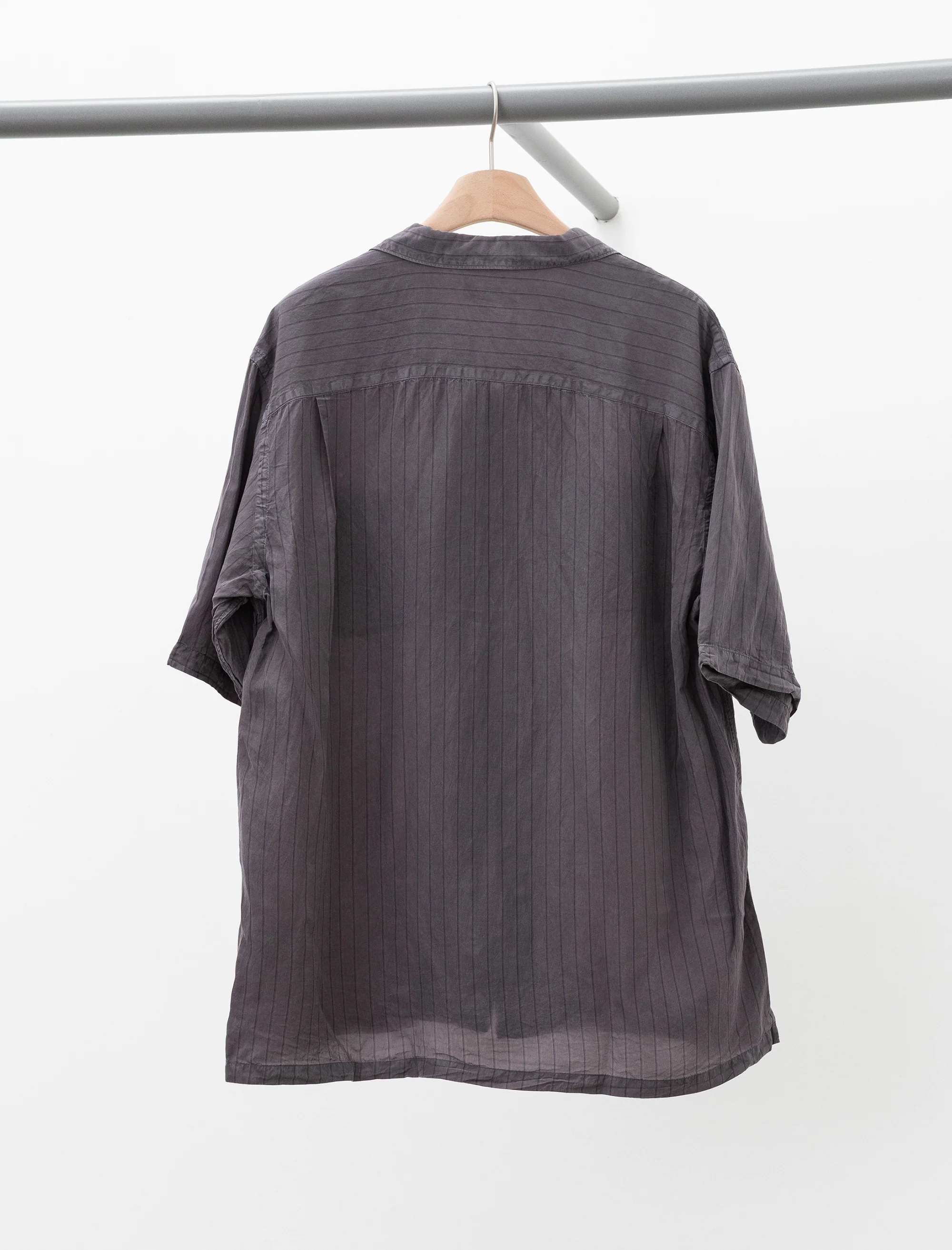 Pinstripe Short-Sleeve Shirt (Grey) - Image 2