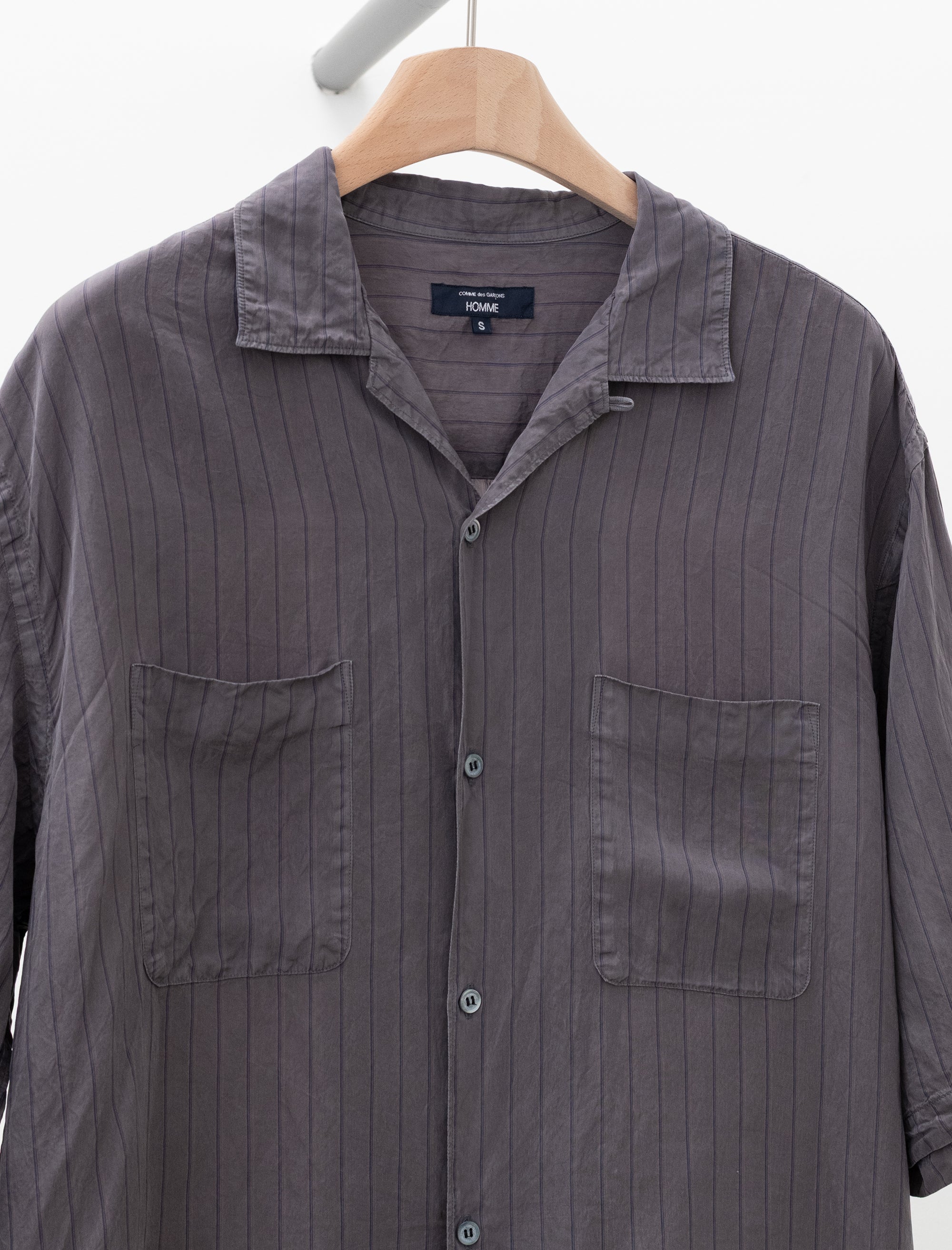 Pinstripe Short-Sleeve Shirt (Grey) - Image 3
