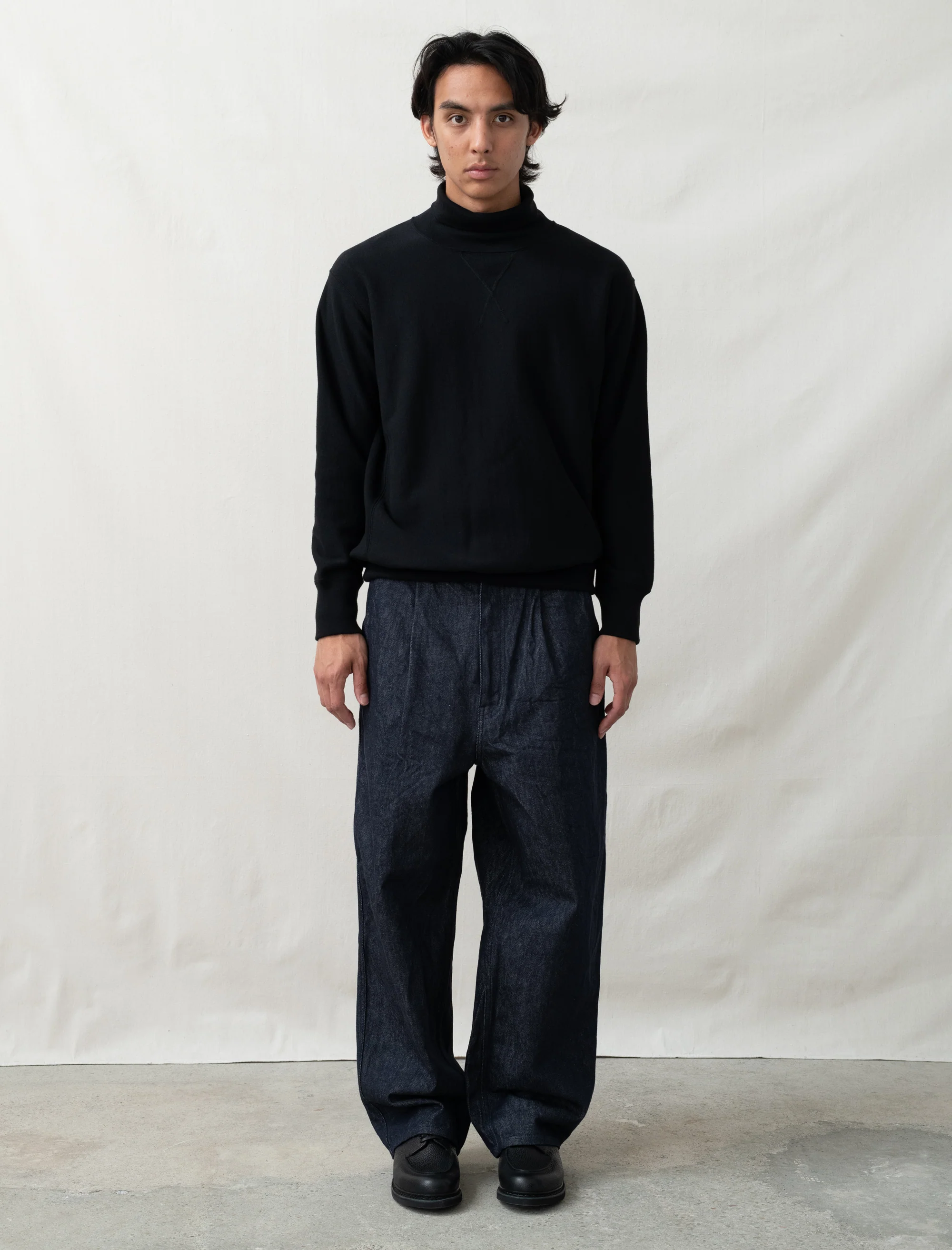 Pleated Denim Pants (Indigo) - Image 4