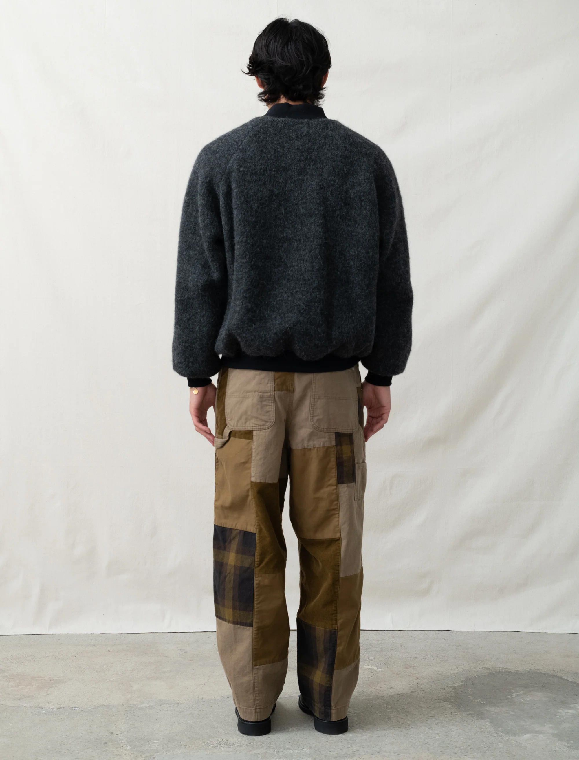 Pleated Patchwork Pant (Beige Mix) - Image 4