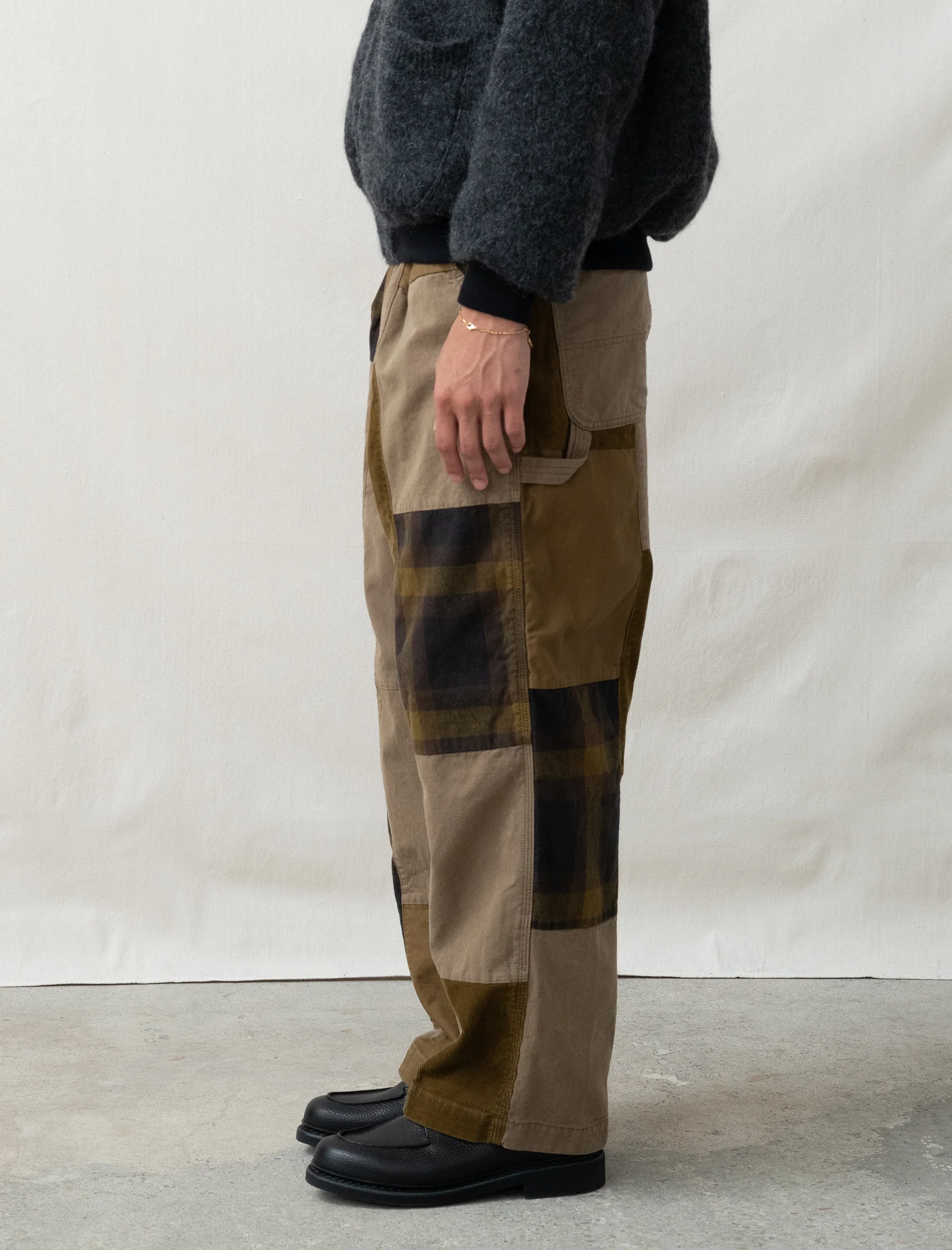Pleated Patchwork Pant (Beige Mix) - Image 5