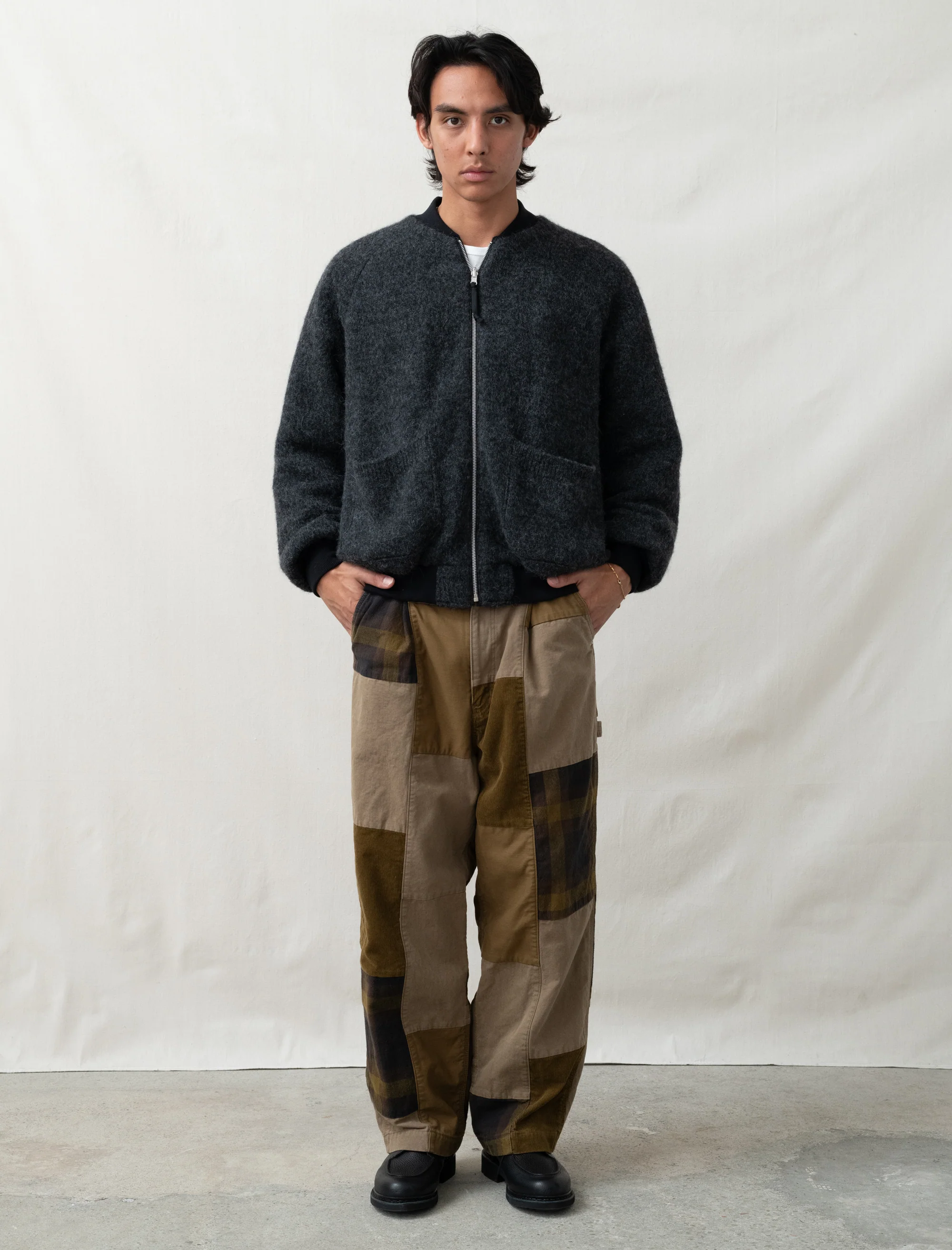Pleated Patchwork Pant (Beige Mix) - Image 9