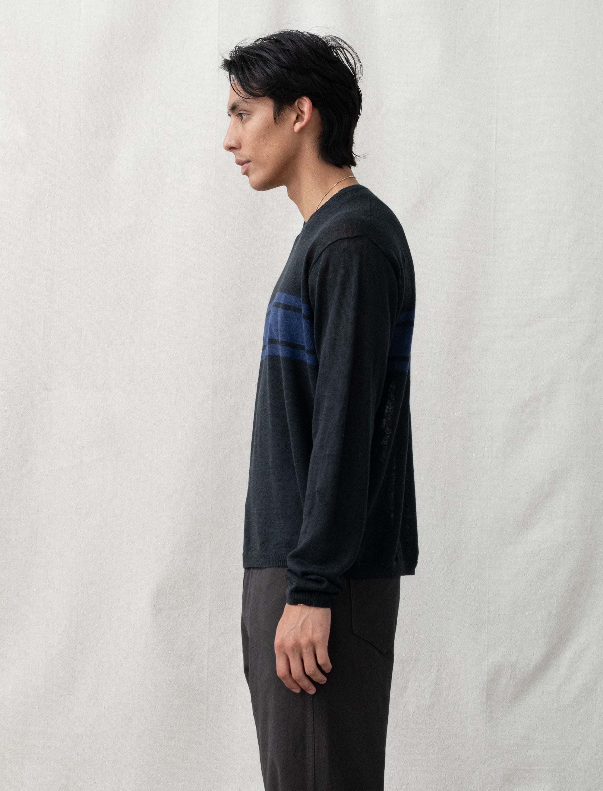 Striped Long Sleeve Sweater (Black) - Image 3