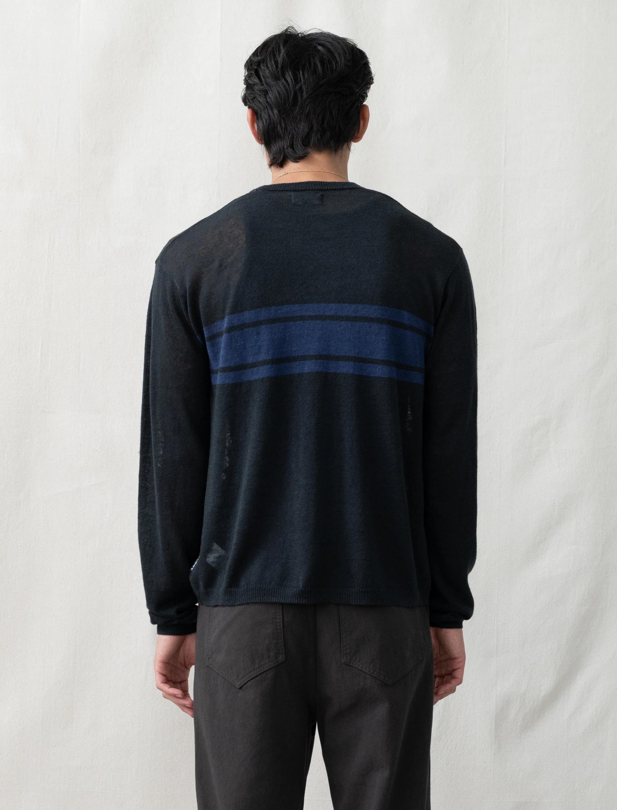 Striped Long Sleeve Sweater (Black) - Image 4