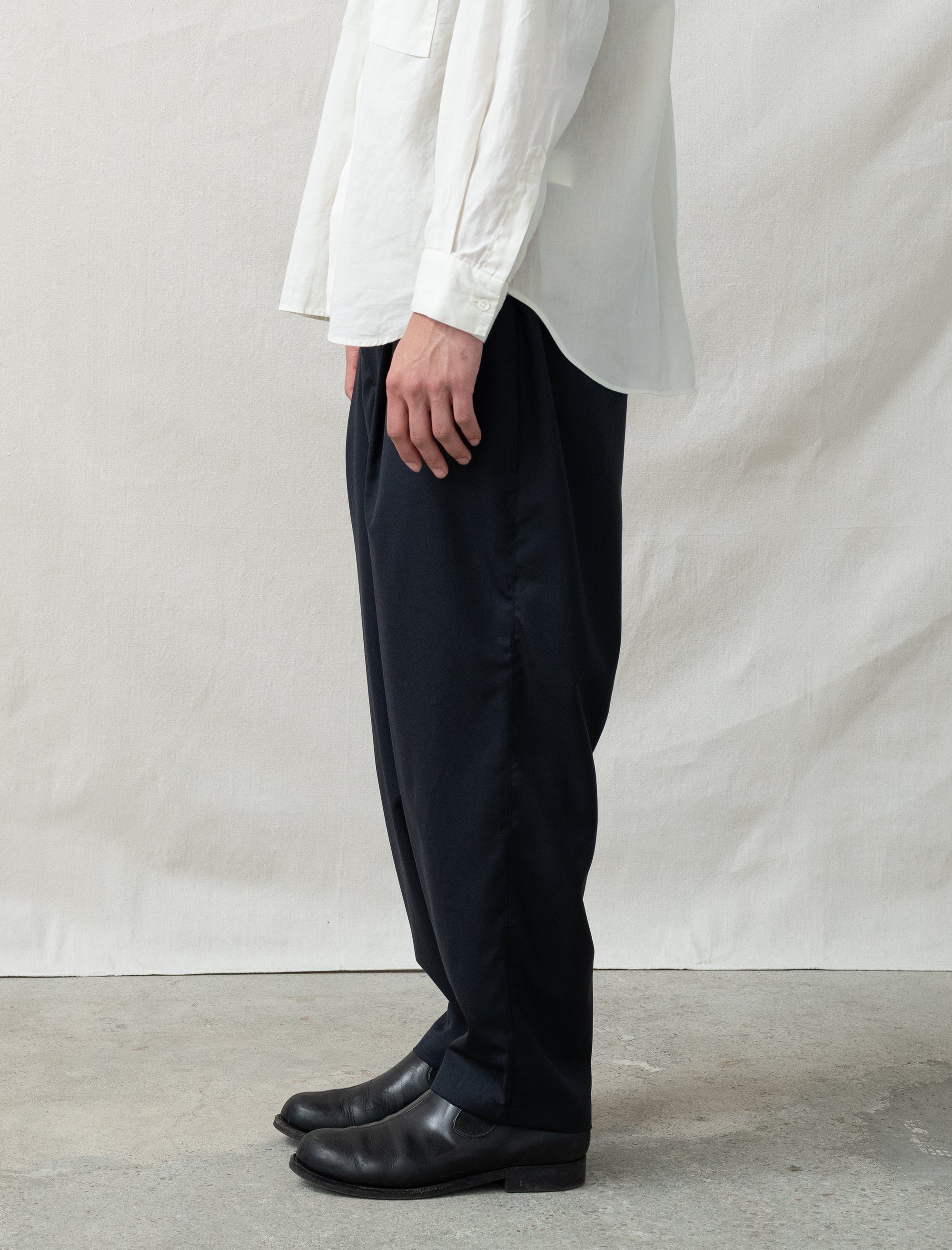 Summer Wool Wide Pants (Black Navy) - Image 3