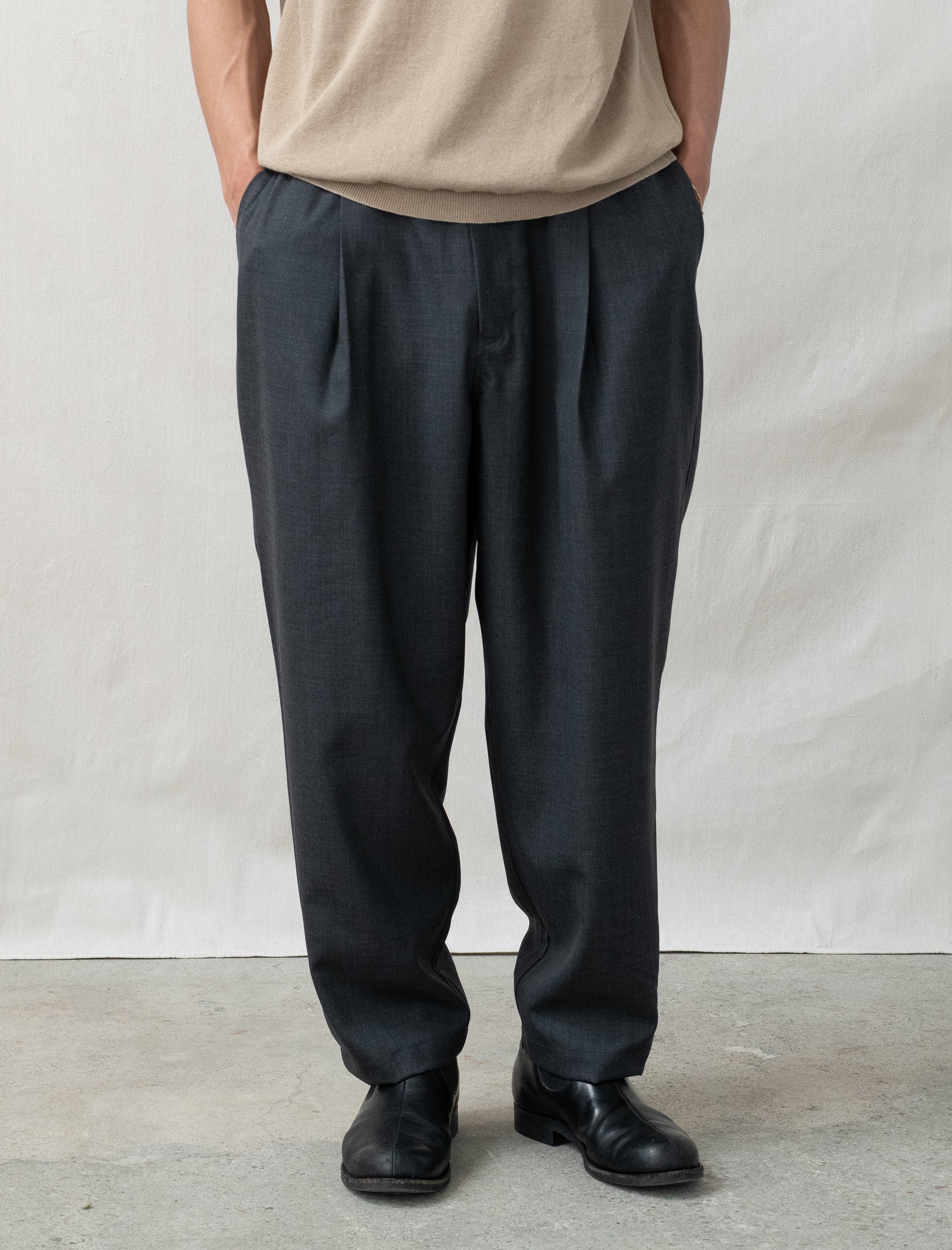 Summer Wool Wide Pants (Charcoal) - Image 3