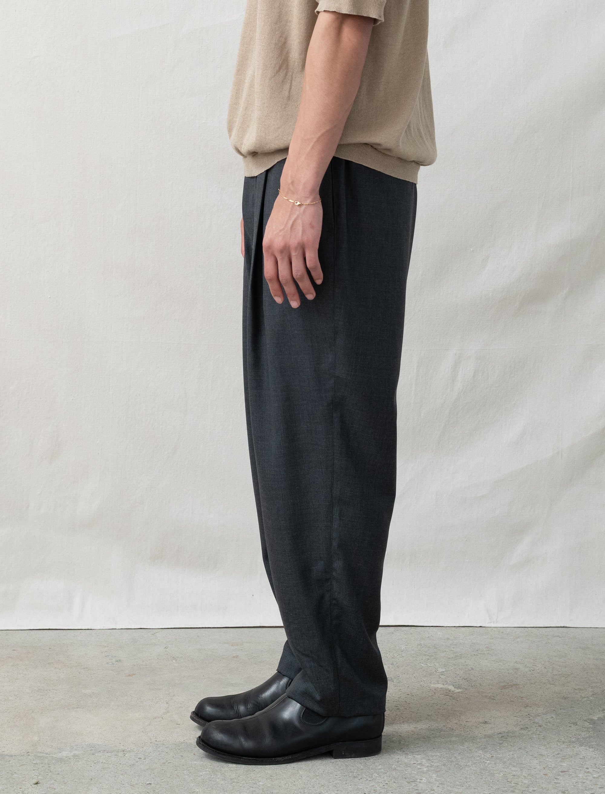 Summer Wool Wide Pants (Charcoal) - Image 4