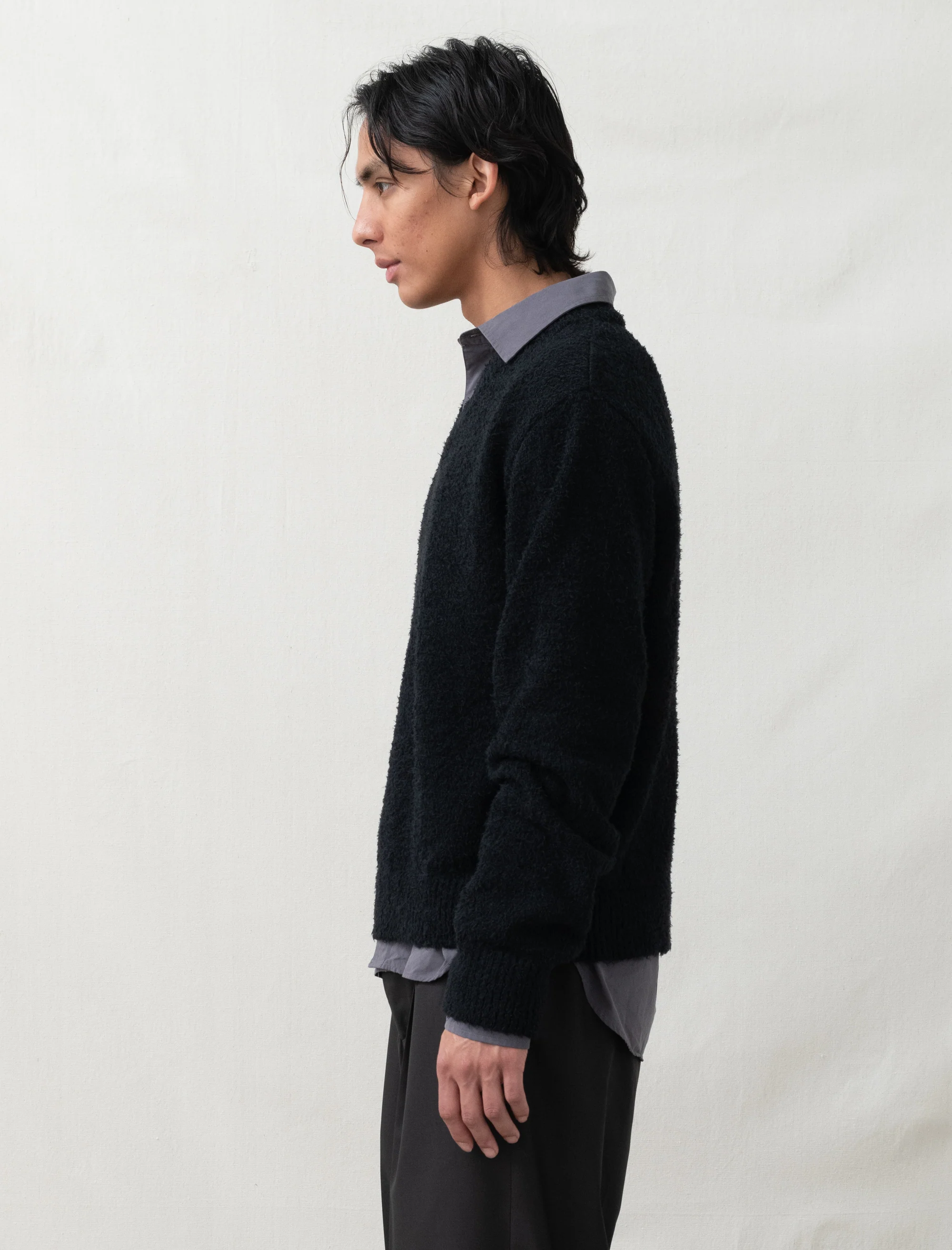 V-Neck Sweater (Furry Black) - Image 3