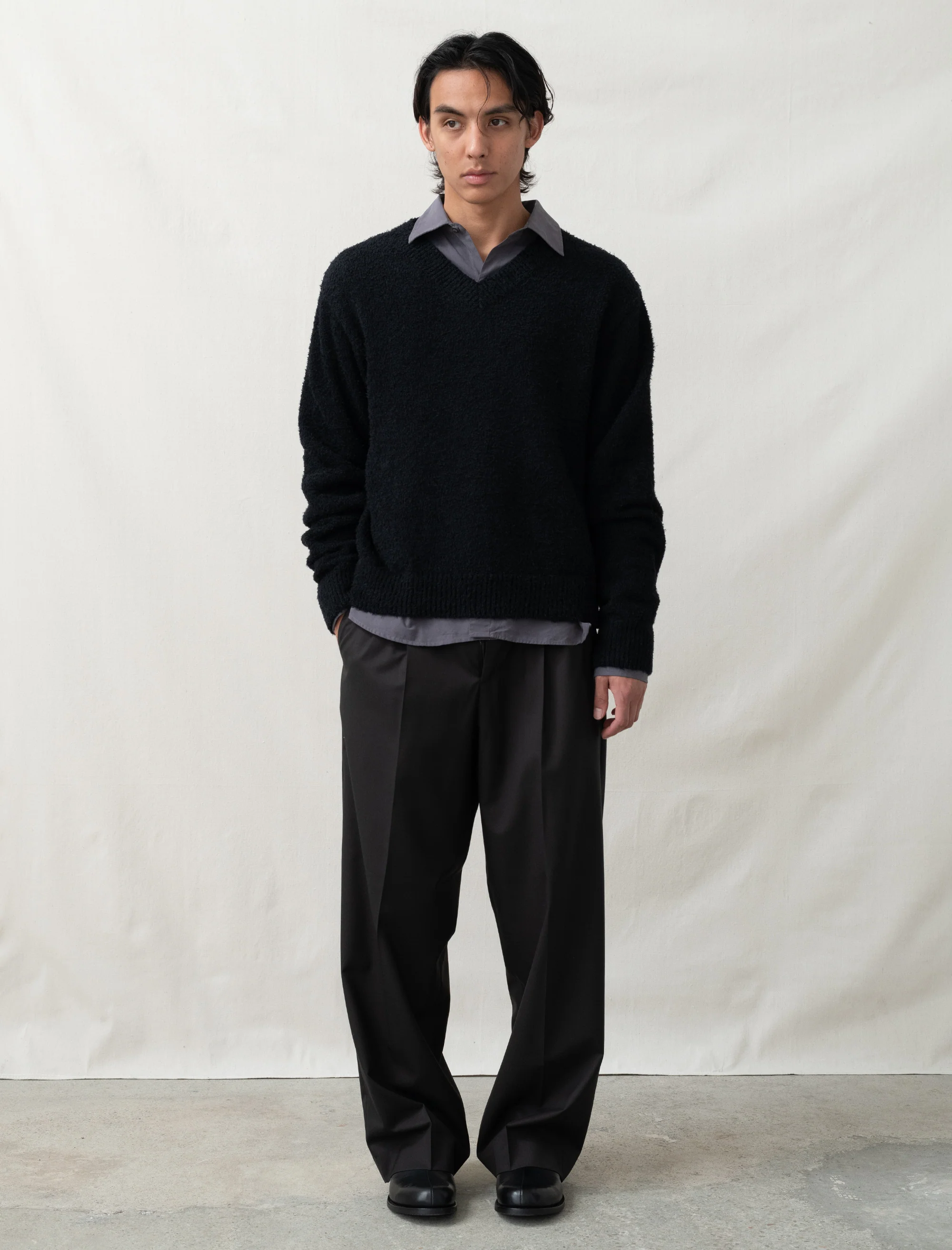 V-Neck Sweater (Furry Black) - Image 5