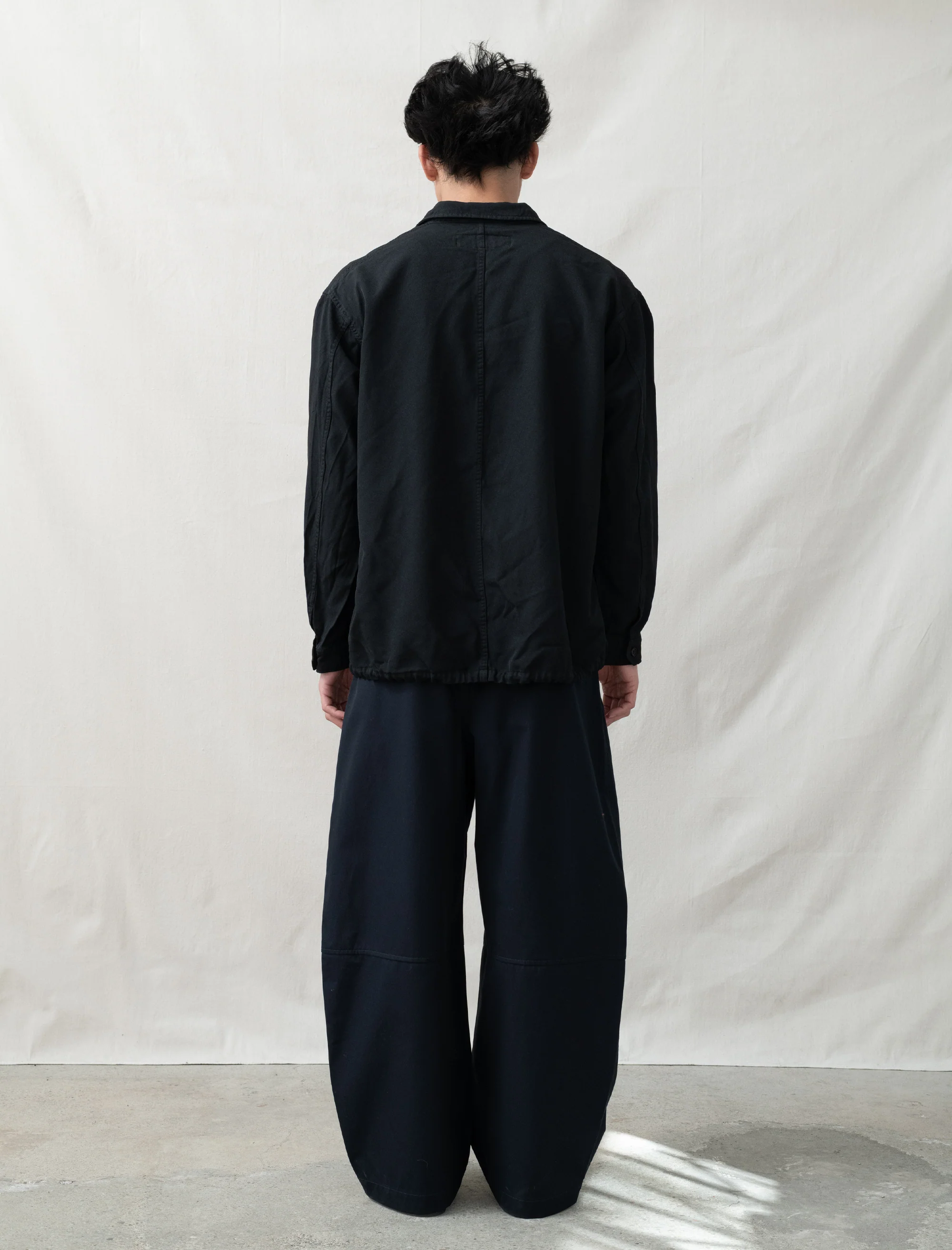 Wide Pleated Cotton Pant (Navy) - Image 3