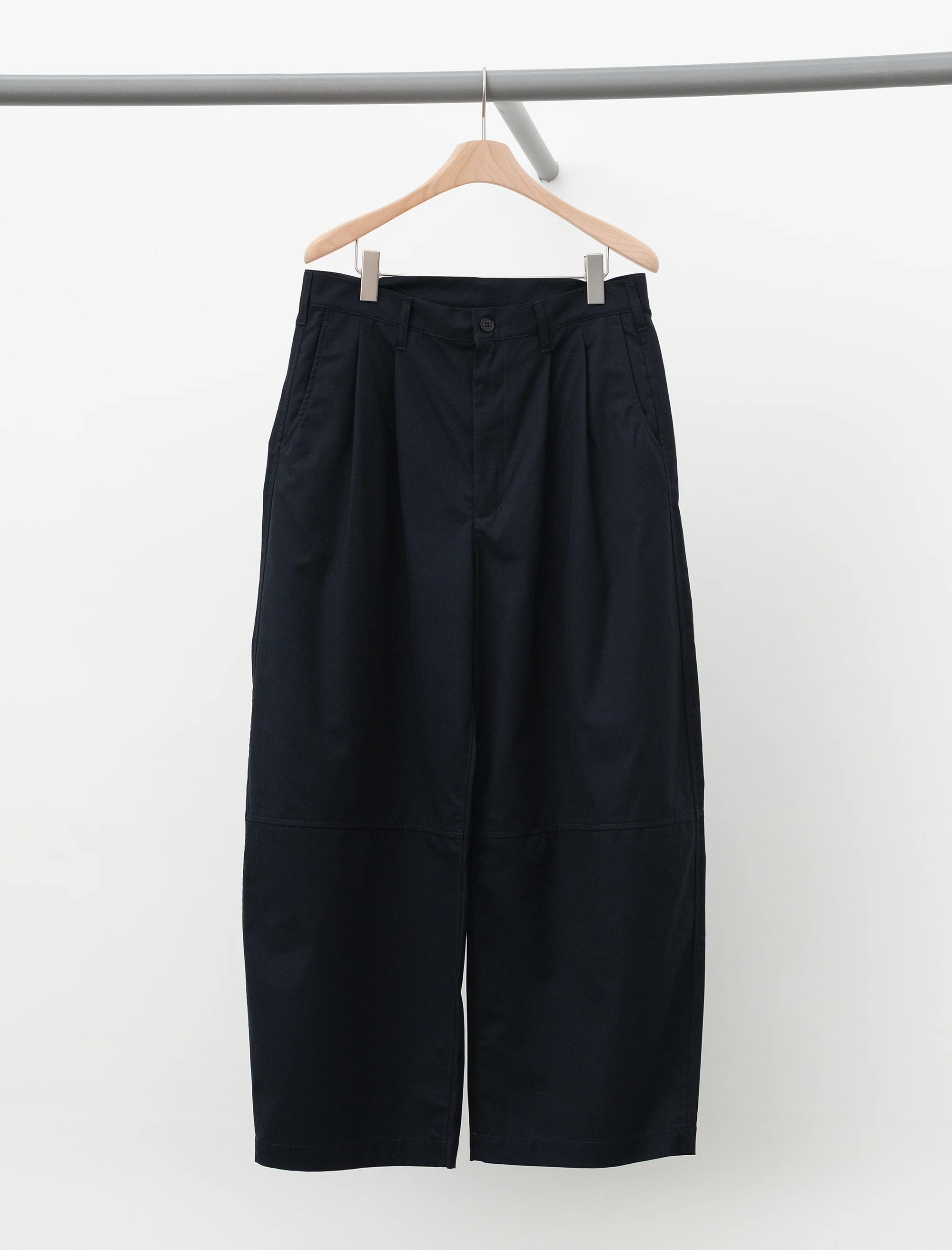 Wide Pleated Cotton Pant (Navy) - Image 4